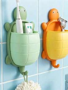Joivida 1pc Creative Cartoon Small Turtle Storage Rack, Home Washstand, No-Drill Multifunctional Wall-Mounted Storage Rack Box, Suitable For Kitchen, Bathroom, Bedroom, Etc. - Multicolor - View 5
