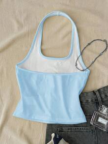 Áo tank top dài màu trắng kiểu yếm, ôm dáng, thích hợp cho bé gái tuổi teen, thích hợp mặc mùa hè. - trắng - Xem 2