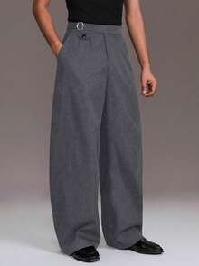 STYNVO Plus Size Men's Solid Color Casual Pants - Grey - View 1