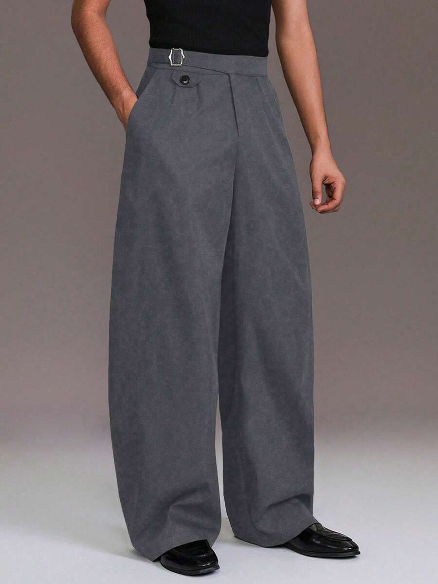 STYNVO Plus Size Men's Solid Color Casual Pants - Grey - View 1