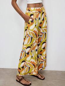 Maija Women's All-Over Print Casual Versatile Wide Leg Pants For Daily Wear,Vacation Outfits Women Wide Leg Pants For Women Floral Print Trousers - Multicolor - View 1