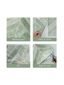 Kitchen Oil Proof Sticker Self Adhesive Crystal Thickened Wall Tile Decal 3D Effect Waterproof Easy Clean Removable Non Slip Home Renovation Decor - green - View 7