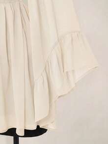 SHEIN ICON Đầm ngắn nữ màu trơn, xếp ly eo, thanh lịch, thích hợp cho tiệc tùng và đi chơi. - Màu be - Xem 9