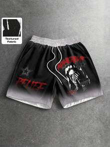 ROMWE MEN Street Life Quần short nam dáng rộng, in chữ, có dây rút ở eo. - Nhiều màu - Xem 1
