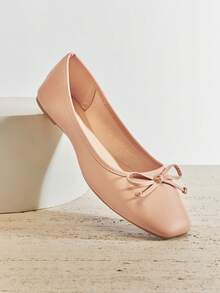 SHUZIA Women's Elegant Round Toe PU Ballet Flats Summer Shoes Spring Shoes Spring Break Easter Mother's Day Present For Christmas Valentine's Day - Apricot - View 5