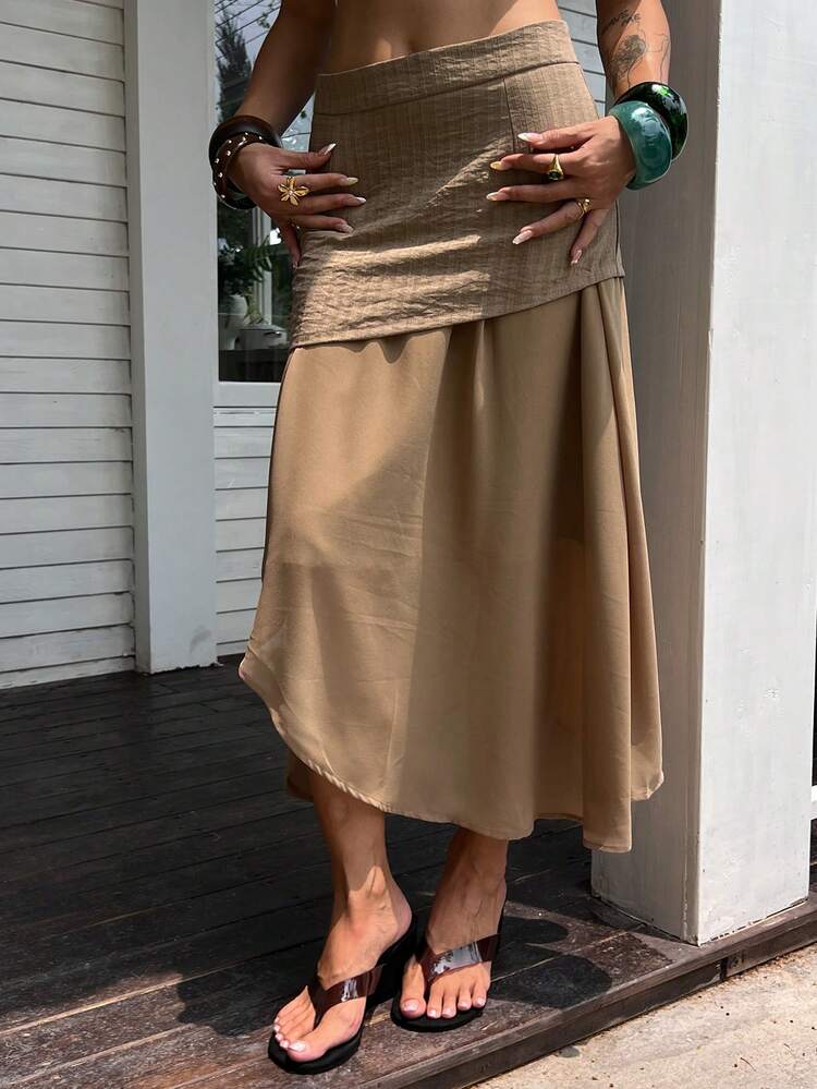 Women's Vintage Asymmetric Hem Commuter Skirt, Summer