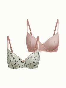 PetitDoll 2 chiếc áo ngực nữ in họa tiết, có gọng, thoải mái. - Nhiều màu - Xem 1