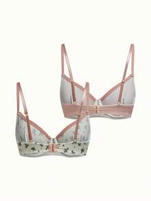 PetitDoll 2 chiếc áo ngực nữ in họa tiết, có gọng, thoải mái. - Nhiều màu - Xem 2