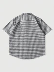 ROMWE MEN Camisa casual de manga corta a cuadros para hombre, verano - Multicolor - Ver 2