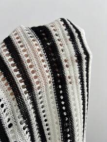 Women's Sleeveless Ombre Perforated Knit Halter Neck Sweater Dress, Spring/Summer - Multicolor - View 5