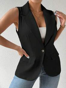 Vionelle Áo vest cổ ve kiểu Pháp dành cho nữ - màu đen - Xem 6