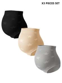 3件套无缝高腰孕妇内裤，高弹力，优雅柔软，无束缚感，简约舒适，日常穿着。 - 彩色 - 查看 6