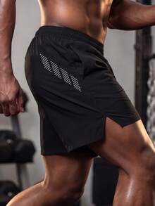 GymBeat Men's Polka Dot Print Pocket Casual Fitness Workout Shorts - Black - View 1
