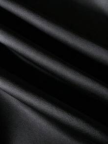 Franclia 女士新款金属扣腰带装饰休闲简约阔腿裤 - 黑色 - 查看 3