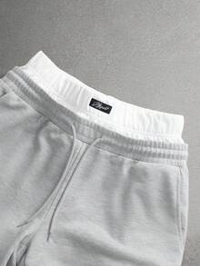 STYNVO Men's Casual Sports Printed Contrast Color Drawstring Waist Sweatpants - Grey - View 5