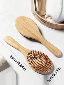 Bamboo Hairbrush, Natural Wood Anti-Static Brush, Hair And Scalp Combing, Anti-Static, Cushion Styling Tool, Universal. - Multicolor - View 8