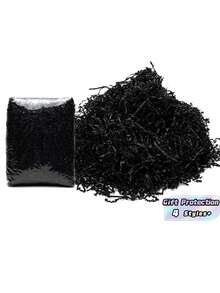 1pc, 20g, 30g, 50g, 100g, Gift Wrapping Filling Paper Silk, Suitable For Wedding Valentine's Day Halloween Father's Day Mother's Day Party Decoration, Pleated Silk Shredded Paper Silk Raffia Fragile Gift Protection - Pleated Black - View 5