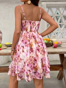SHEIN Maternity Minimalist Printed Camisole Dress - Pink - View 2