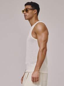 Musero Áo tank top không tay ôm sát, chất liệu mỏng nhẹ, kiểu dệt kim, thích hợp cho kỳ nghỉ xuân hè, đi biển. - Màu be - Xem 3