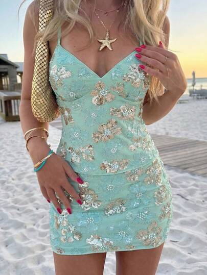 Lumalex Mint Green Sequin And Beaded Floral Embroidered Mini Skirt With Sheer Mesh Base High Waist Bodycon Fit Allover Sparkle Detailing And Sleek Straight Hem, Perfect For Summer, Vacation, Holiday, Cruises, Beach Weekends, Vacations, Parties, Date Nights, Honey Moon, Weddings, Proms, Banquets, Birthdays, Coachella, Carnivals, Coachella, Festivals, And Other Holiday Events, Boho-Casual Flair, Quiet Luxury, Business Chic, And Relaxed Vacay Elegance, Style For Luxury Proms, Receptions, Banquets, Raves, Festivals, Holiday Gatherings, Outdoor Evening Occasions-Ideal, Party Looks, Spring Outfit Women, Beach Outfits, Carnival Women Look 2026, Party Dress, Elegant Party Outfits For Women, Wedding Guest Outfits For Women, Elegant Top For Women, Vacation Outfits For Women