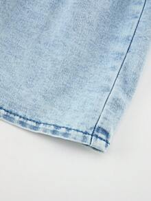 GlowEve CURVE Plus Size Summer Casual Front Button Sleeveless Denim Dress - Light Wash - View 5