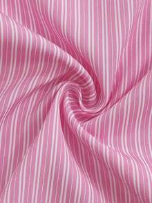 Sunspun Plus Size Women Striped Waist Casual Shirt - Pink - View 4