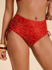 Travachic Conjunto de bikini de tankini con cuello halter y drapeado con estampado total para mujer - Multicolor - Ver 4