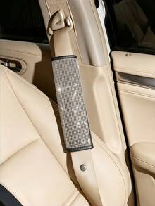 1pc Car Seat Belt Shoulder Cover With Rhinestone – Soft Leather Pad, Universal Fit, Comfort & Protection - multicolor - View 5