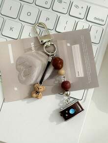 1pc Retro Camera Beaded Phone Lanyard, Creative Keychain Pendant Accessory - Multicolor - View 7