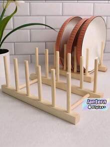 SHEIN 1 pièce Étagère de rangement en bois pour plats, rangement domestique de loisirs. Les matériaux en bois sont sujets à la casse ; à manipuler avec précaution ! - couleur du journal - Voir 4