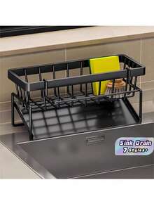 1 Kitchen Sink Storage Rack, Bathroom Storage Rack, Kitchen Faucet Sponge Holder, Sponge Drain Rack, Soap, Brushes, Towels, Scrubbers, Bathroom And Kitchen Supplies. - Multicolor - View 4