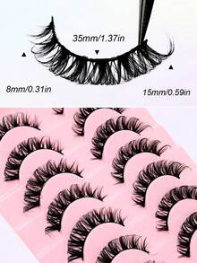 10 Pairs D Curl Russian Strip Lashes Cat Eye Fluffy Faux Mink Lashes 3D False Eyelashes Russian Volume Eyelashes Dramatic Wispy Long Foxy Eye Lifting Look Eyelashes Strip Lashes,Lashes,Eyelashes,Fake Lashes - Multicolor - View 3