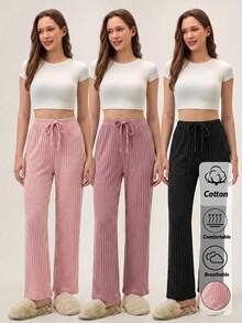 Loomlin 100%Cotton 3 Pcs Solid Knit Pant Set - Multicolor - View 1