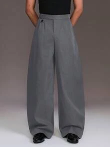 STYNVO Plus Size Men's Solid Color Casual Pants - Grey - View 6