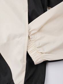 PAVTROS Men's Casual Colorblock Patchwork Jacket, Suitable For Spring And Autumn - Black and White - View 5