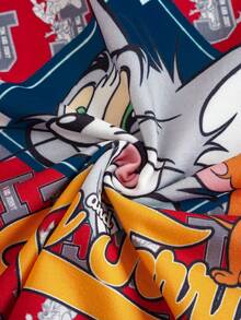 TOM & JERRY X SHEIN 男童极简卡通图案印花圆领短袖T恤 - 黑色 - 查看 6