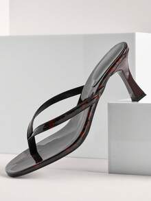 SHUZIA Sandal cao gót nữ tối giản, thoải mái, gót thấp, kiểu xỏ ngón. - Màu xanh Ô liu - Xem 3