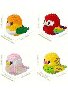Creative DIY Cartoon Bird Parrot Sparrow Animal 3D Puzzle Assembly Model, Educational Building Blocks, Home Decoration, Perfect For Birthday & Christmas Gift - Multicolor - View 2