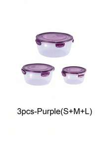 SHEIN Recipientes de almacenamiento de alimentos transparentes de color púrpura y verde, recipientes herméticos redondos con tapas para mantener los alimentos frescos, los mejores recipientes para alimentos para mantener los alimentos frescos, tazones de mezcla de plástico, recipientes de almacenamiento de cocina apilables a prueba de fugas y reutilizables, aptos para microondas, congelador y lavavajillas, adecuados para almacenar perejil, frutas, pan, huevos y talla grande. - Multicolor - Ver 36