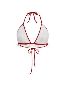Sweetness Spring Cute Cherry 3D Embroidery Soft Knit Crop Top, Beach Cover Up - Apricot - View 2