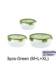 SHEIN Recipientes de almacenamiento de alimentos transparentes de color púrpura y verde, recipientes herméticos redondos con tapas para mantener los alimentos frescos, los mejores recipientes para alimentos para mantener los alimentos frescos, tazones de mezcla de plástico, recipientes de almacenamiento de cocina apilables a prueba de fugas y reutilizables, aptos para microondas, congelador y lavavajillas, adecuados para almacenar perejil, frutas, pan, huevos y talla grande. - Multicolor - Ver 16