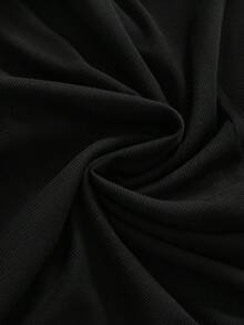ROMWE Goth Women's Solid Color Cross Decor Casual Party Outing Dress - Black - View 4