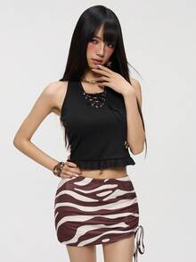 INAWLY Women's Summer Sexy Casual Design V-Neck Tie-Up Knitted Camisole Going Out Black - Black - View 5