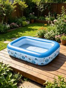 SHEIN 1 pièce Piscine gonflable de grande taille 150 cm/59 po, convient pour la cour et les jeux en famille, piscine de couleurs vives - Multicolore - Voir 4