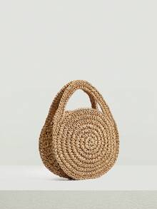 SHECARRY Natural Mini,Woven Bag,Perfect For Summer Travel,For Outdoor,Summer,Women Bags For Vacation,Holiday,Straw Purse,Straw Beach Bag,Beach Necessities,Beach Essentials,Beach Stuff & Summer Essentials, Best Women Bag For Beach Vibes, Wicker Bag, Vacation Bag For Summer - Camel - View 2