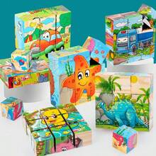 Wooden Block Puzzle Toddler 1-3-5 Years Kid Montessori Learning Games Educational Interactive Toys, Preschoolers Cube Puzzle - Multicolor - View 3
