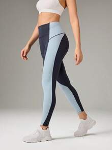 OutZeal Women Moisture Wicking Buttery Soft Tummy Control Pocket Color-Blocked Sports Legging Daily Casual - Blue - View 9