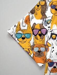 PopScrub 卡通猎犬、贵宾犬、杜宾犬、达尔马提亚犬印花护士服上衣，V领短袖带口袋和侧开衩，时尚女式制服衬衫，宠物爱好者服装 - 彩色 - 查看 5
