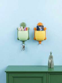 Joivida 1pc Creative Cartoon Small Turtle Storage Rack, Home Washstand, No-Drill Multifunctional Wall-Mounted Storage Rack Box, Suitable For Kitchen, Bathroom, Bedroom, Etc. - Multicolor - View 3