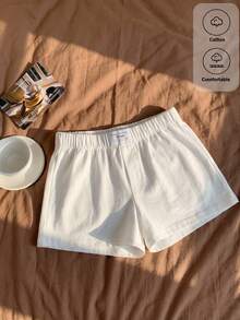 SHEIN Comfortcana 2件装女士夏季休闲格子纯色100%棉迷你短裤，适合夏季穿着，夏季上衣，适合日常通勤、约会、聚会、秋冬季、圣诞节、新年、感恩节、派对、婚礼、海滩、毕业典礼、时尚、优雅、休闲、外出、约会、预订、通勤、闪亮、情人节、优雅、度假、休闲、Y2K、外出、毕业典礼等场合。 - 彩色 - 查看 7